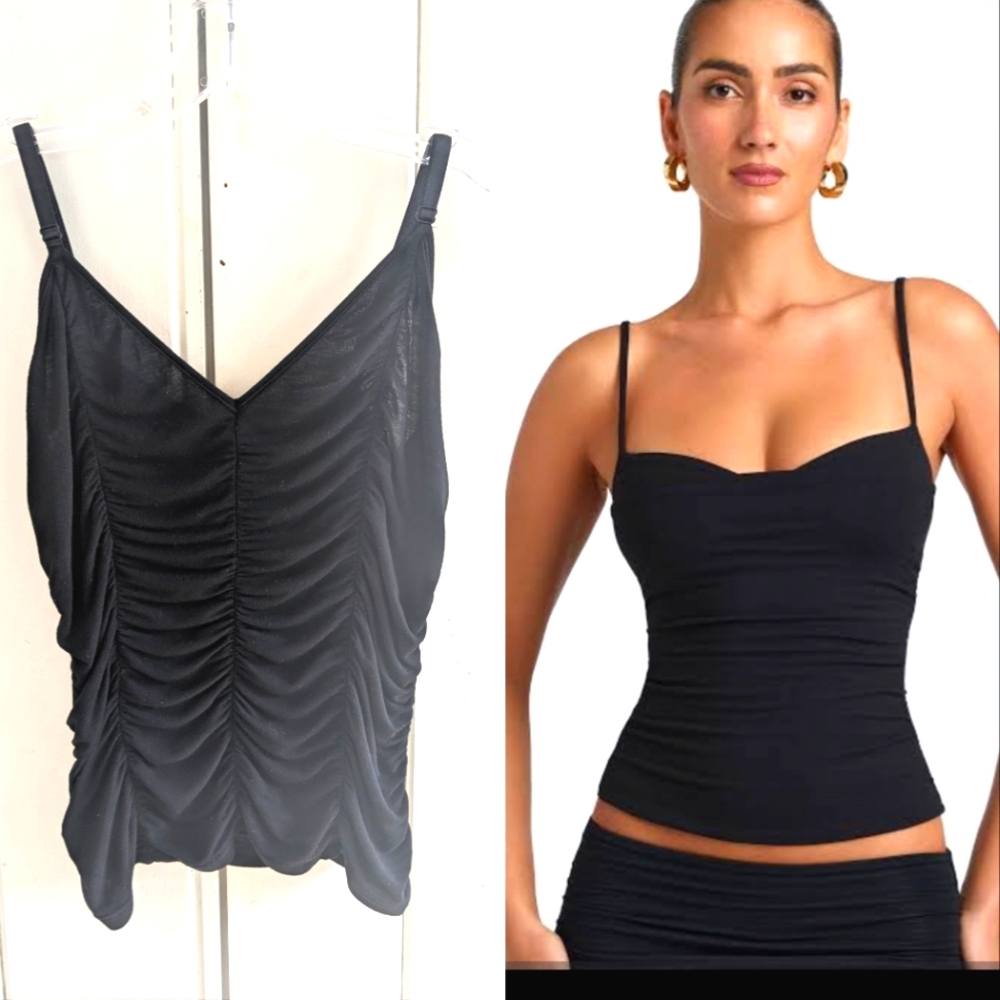 Wild Honey Black Ruched Camisole sz M